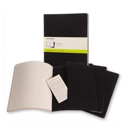Moleskine Lot De 3 Cahiers 120 Pages Unies Très Grand Format 19 X 25 Cm. Couverture Souple Noir