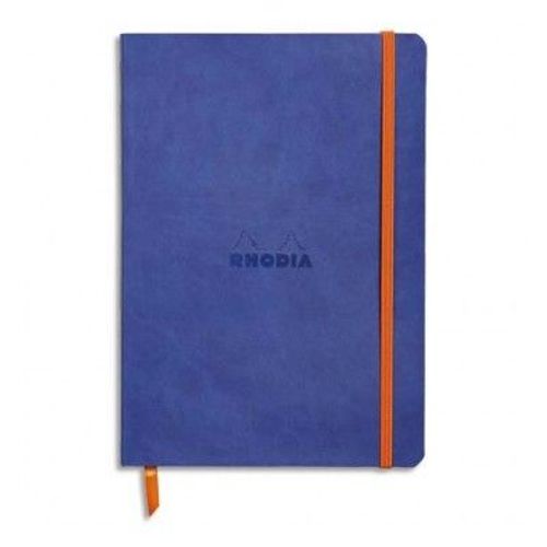 Rhodia Carnet Rhodiarama 14,8 X 21 Cm 160 Pages Lignées. Couverture Simili-Cuir Saphir Fermeture Élastique