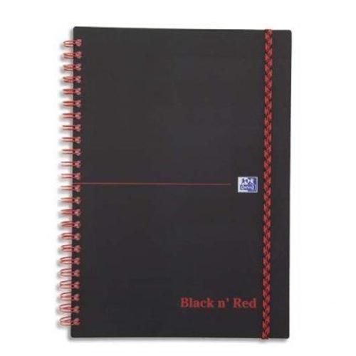 Oxford Black N Red Cahier Notebook Spiralé Couverture Polypro 140 Pages 5x5 + Marge 21x29,7