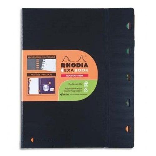 Rhodia Cahier Rechargeable Exabook Spirale 160 Pages 90g 5x5 22,5 X 29,7cm Couverture Polypropylène Noire