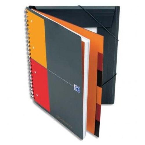 OXFORD Cahier ORGANISERBOOK Couverture polypropylène orange à spirale 160 pages perforées 80g ligné 6 mm 21 x 31,8 cm