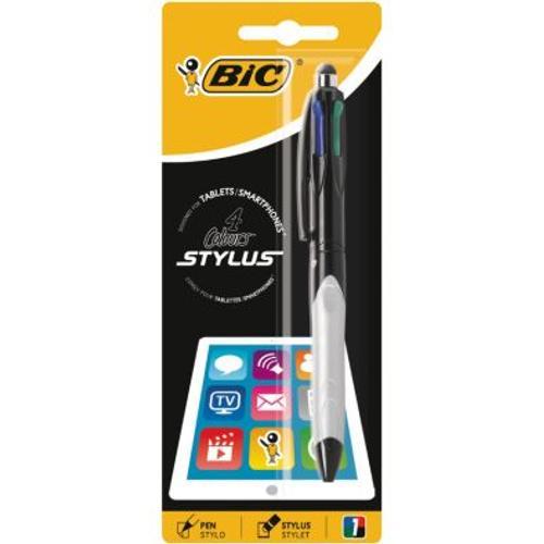 Bic Stylo Bille 4 Couleurs Cristal Stylus Pointe Moyenne