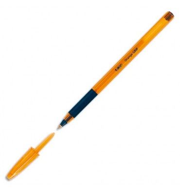 Bic Stylo À Bille Fine Moyenne Encre Noire Avec Grip À La Couleur De L'encre Orange Grip