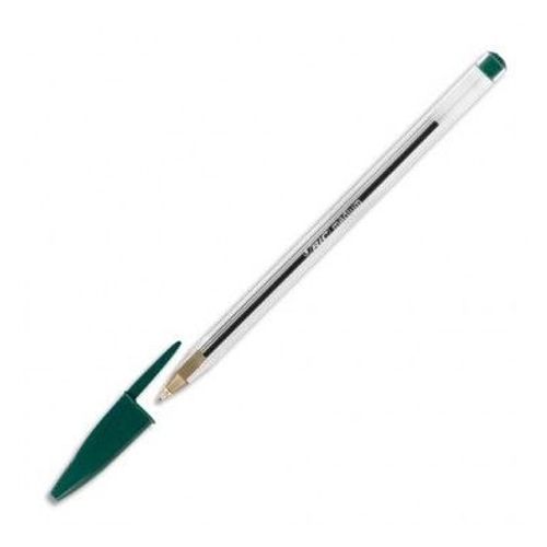 Bic Stylo À Bille Verte Cristal Pointe Moyenne Corps Transparent À Capuchon