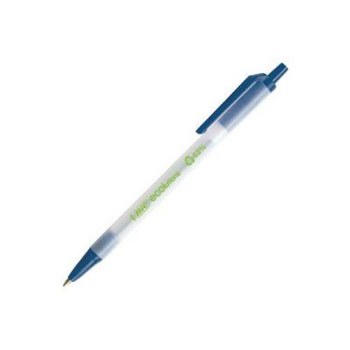 Bic Stylo Bille Ecolution Clic Stick Bleu. 62% De Matières Recyclées. Rétractable. Pointe Moyenne