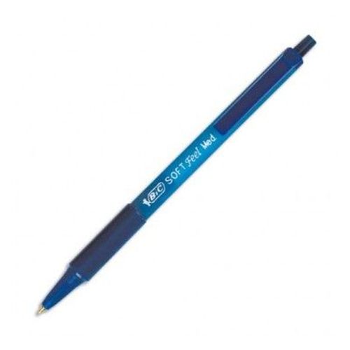 Bic Stylo À Bille Pointe Moyenne Rétractable Encre Bleue Corps Caoutchouc Anti-Fatigue Soft Feel Clic