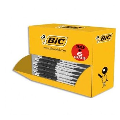 Bic Pack Éco De 30+6 Stylo Bille Atlantis Noir, Pointe Moyenne, Rechargeable, Bille Indéformable