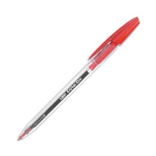 Bic Stylo Bille Rétractable Cristal Clic Rouge