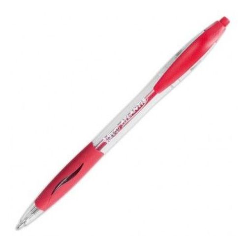 Bic Stylo À Bille Rechargeable Pointe Moyenne Rétractable Encre Rouge Corps Transparent Et Grip Atlantis