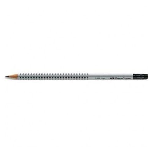 Faber Castell Crayon Graphite Grip 2001 B + Embout Gomme, Corps Triangulaire Et Ergonomique, Mine Collée