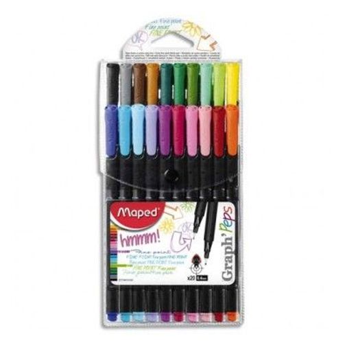 Maped Pochette De 20 Feutres Pointe Fine 0,4 Mm Graph'peps