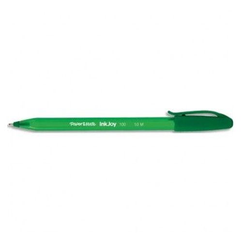 Papermate Stylo Bille À Capuchon, Pointe Moyenne, Corps Triangulaire Plastique Couleur, Encre Ulv Verte