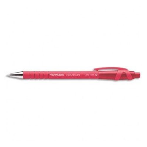 Papermate Stylo À Bille Pointe Moyenne Rétractable Encre Rouge Corps Caoutchouc Flexgrip