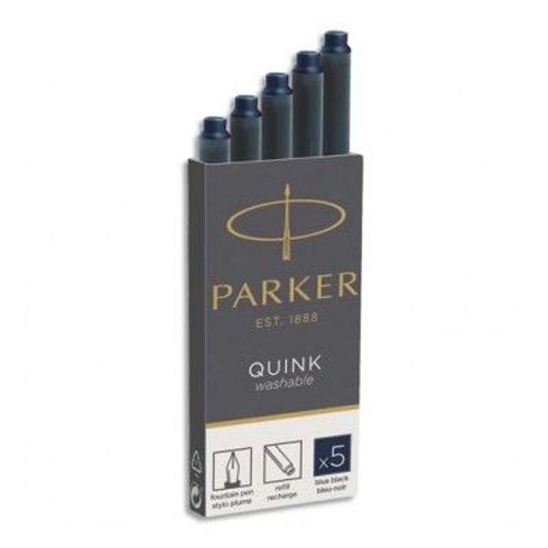 PARKER Etui de 5 cartouches longues QUINK encre bleue royale. En blister