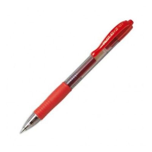 Pilot Stylo À Bille Pointe Moyenne Rétractable Encre Gel Rouge Corps Plastique Avec Grip Caoutchouc G2