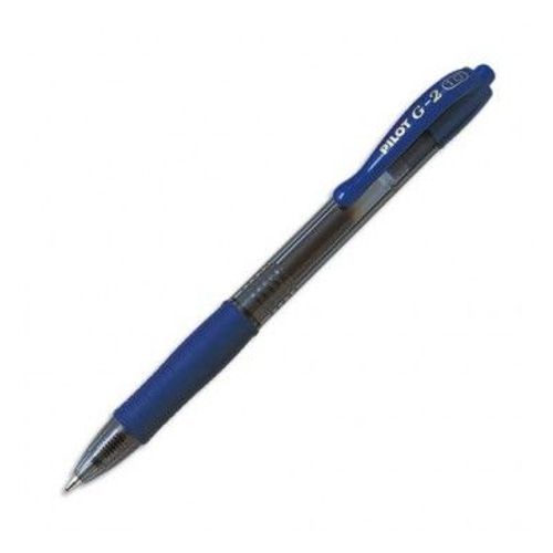 Pilot Stylo À Bille Pointe Moyenne Rétractable Encre Gel Bleue Corps Plastique Avec Grip Caoutchouc G2