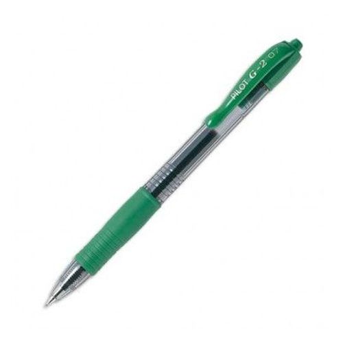 Pilot Stylo À Bille Pointe Moyenne Rétractable Encre Gel Verte Corps Plastique Avec Grip Caoutchouc G2