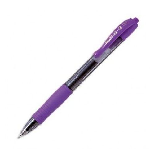 Pilot Stylo À Bille Pointe Moyenne Rétractable Encre Gel Violet Corps Plastique Avec Grip Caoutchouc G2