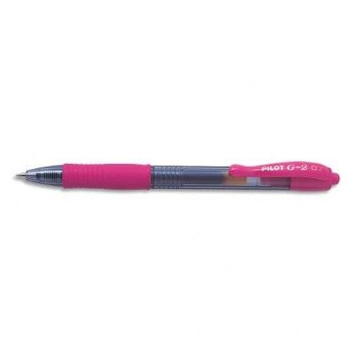 Pilot Stylo À Bille Pointe Moyenne Rétractable Encre Gel Rose Corps Plastique Avec Grip Caoutchouc G2