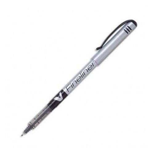 Pilot Stylo Feutre Pointe Fine Baguée Métal Encre Liquide Noire Corps Plastique V-Fineliner
