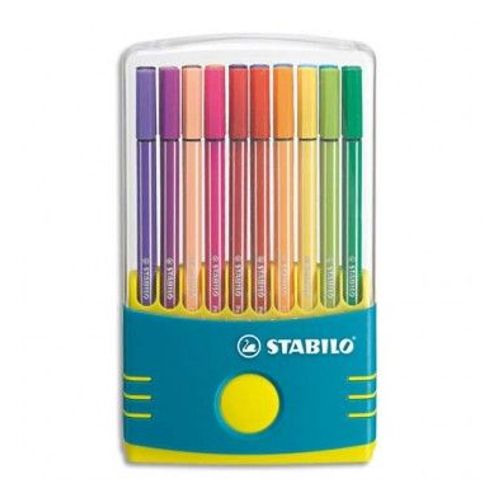Stabilo Etui Plastique Refermable "Colorparade" Turquoise 20 Pen68. Pointe Moyenne. Coloris Assortis