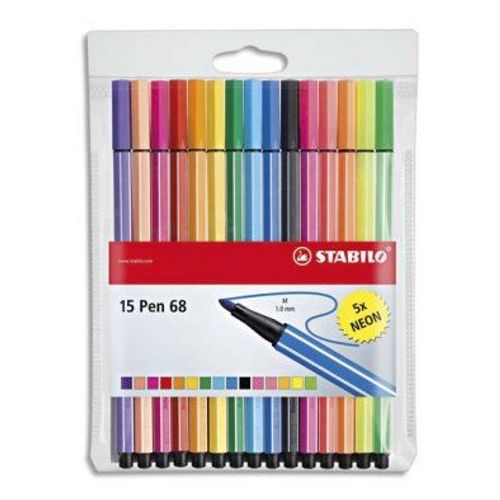Stylos Feutres Pen 68, Étui De 15 Pièces - Stabilo