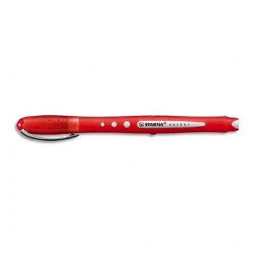 Stabilo Roller Worker Colorful Rouge, Grip Intégral, Encre Liquide, Pointe Moyenne 0,5 Mm