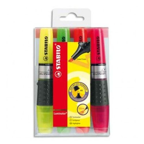 Stabilo Pochette De 4 Surligneurs Pointe Biseautée Encre Liquide Assortis Luminator