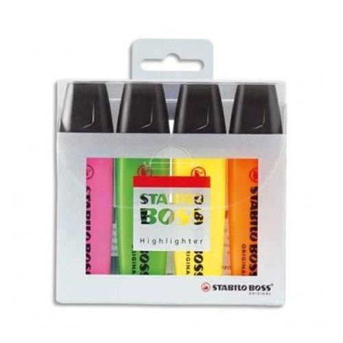 Stabilo Pochette De 4 Surligneurs Pointe Biseautée Assortis Boss