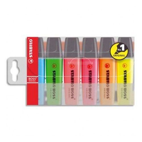 Stabilo Pochette De 6 Surligneurs Pointe Biseautée Assortis Boss