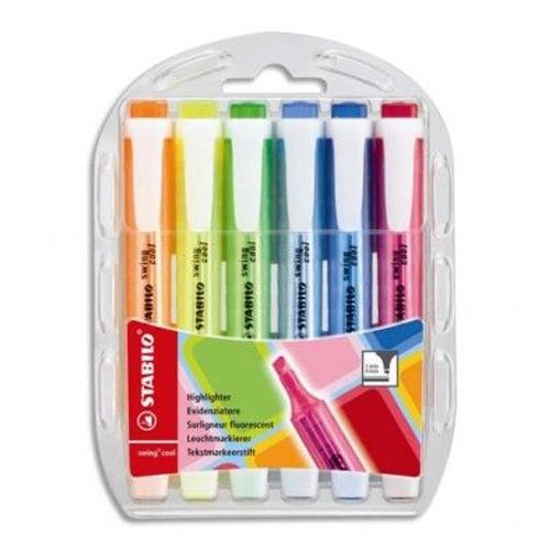 Stabilo Pochette De 6 Surligneurs De Poche Pointe Biseautée Assortis Swing Cool