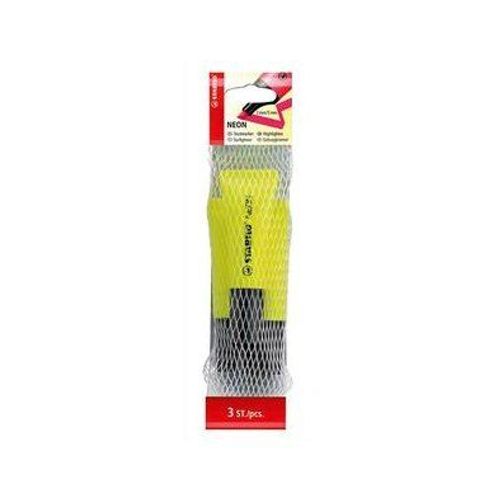 Stabilo Pack De 3 Surligneurs Boss Neon Jaune, Pointe Biseautée, Encore À Base D'eau