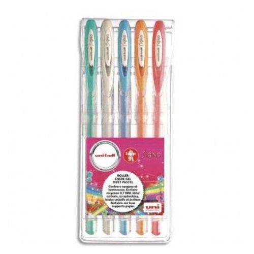Uniball Pochette De 5 Stylos Bille À Encre Gel Top Lights, Couleurs Pastelles Assorties Um120ac-5
