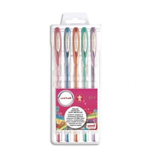 Uniball Pochette De 5 Stylos Bille À Encre Gel Platines, Couleurs Métallisées Assorties Um120nm-5