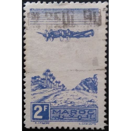 Timbre Maroc - Transports/Aviation - 1944 Airmail - Plane On Palm Grove