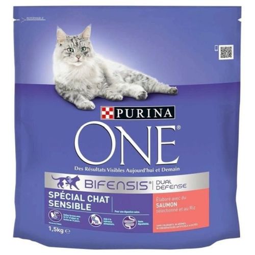 Purina One - Croquettes Chats Sensibles Saumon Et Riz - Pour Les Chats - 1.5kg