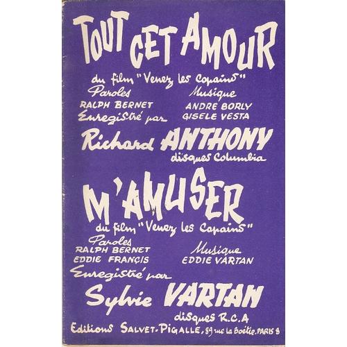 Double Partition Richard Anthony Tout Cet Amour / Sylvie Vartan M'amuser