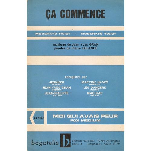 Double Partition Jennifer Jean Yves Gran Jean-Philippe Martine Havet Ça Commence / Isabelle Aubret Jean Jacques Debout Moi Qui Avais Peur