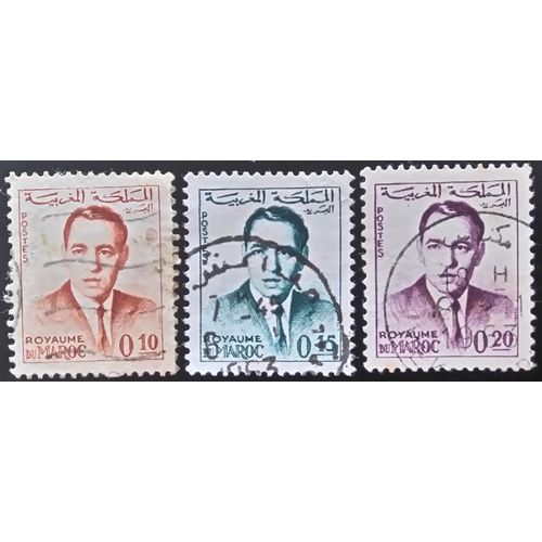 Lot 3 Timbres Maroc - Personnages - 1962 Airmail - King Hassan Ii
