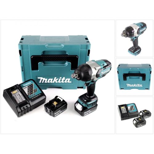 Makita DTW 1001 RFJ 18 V Li-Ion Brushless Boulonneuse à chocs sans fil avec Boîtier Makpac + 2x Batteries BL 1830 3,0 Ah + Chargeur rapide DC 18 RC