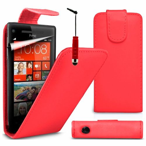 Etui Simili Cuir Pour Htc Windows Phone 8s - Rouge + Mini Stylet