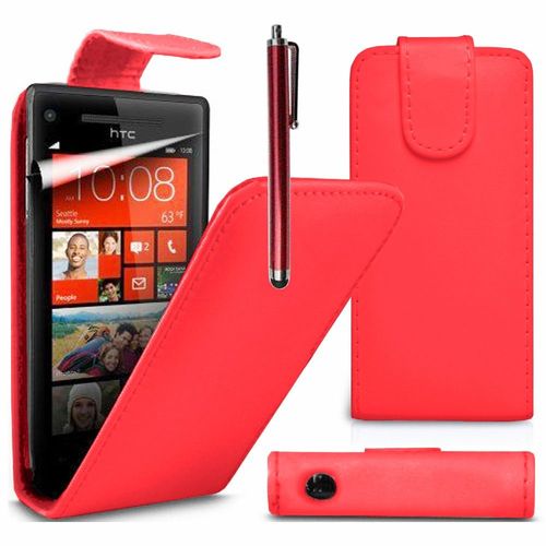 Etui Simili Cuir Pour Htc Windows Phone 8s - Rouge + Stylet