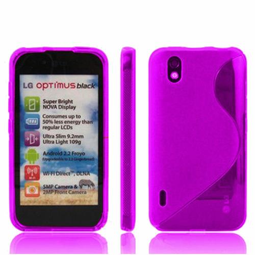 Coque Silicone Pour Lg Optimus Black P970/ Schwarz Gel Motif S Au Dos - Violet