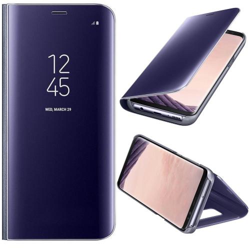 Coque Etui Housse pour Samsung Galaxy s8 plus film de protection souple Clear View Etui à Rabat Cover Flip Case Miroir Antichoc Téléphone Portable ...