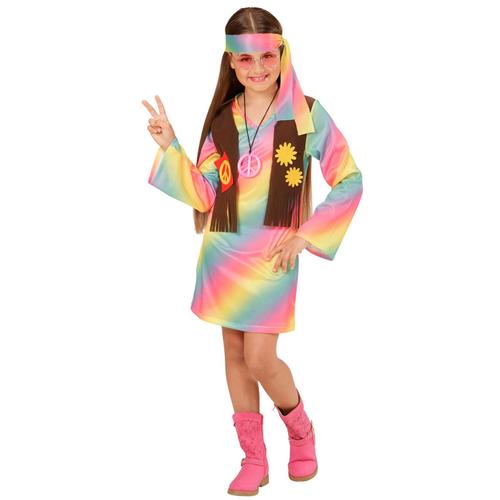 Déguisement Hippie Multicolore Pastel Fille 5 À 7 Ans