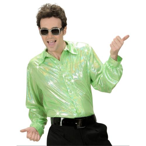 Chemise Disco Holographique Verte Homme Taille Unique