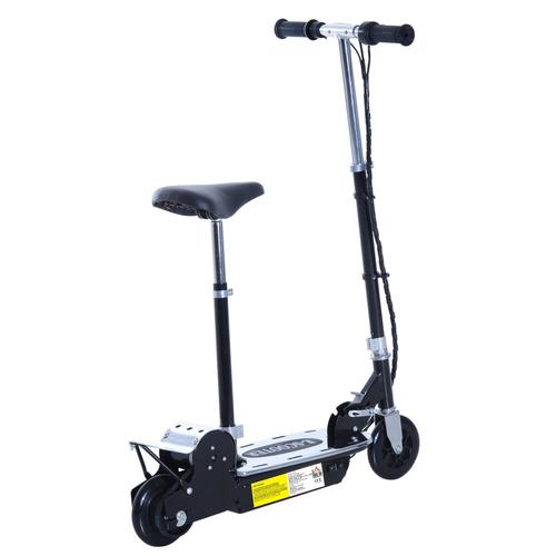 Trottinette Électrique 120 W Pliable Pour Enfants À Partir De 7 Ans Hauteur De Guidon Et Selle Réglable 12 Km/H Max. Noir Argent