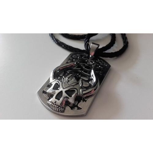 Pendentif Vintage Tête De Mort Viking En Relief-Pendentif Biker - Motard  Rocker - Hard Rock