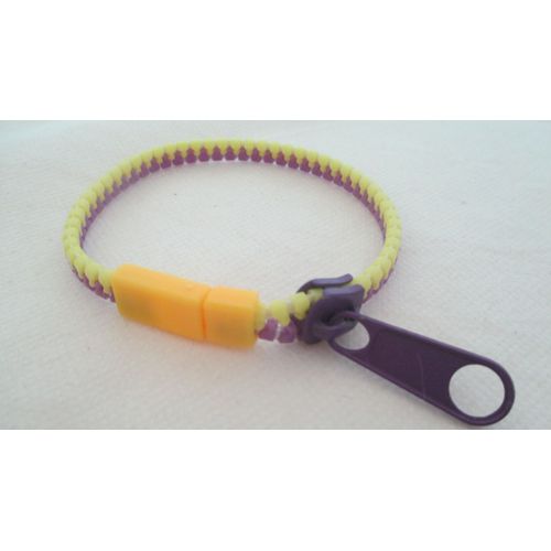 Bracelet Jaune Et Violet " Fermeture Éclair