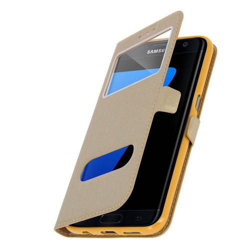 Samsung Galaxy J5 2017, Housse Etui Double Fenetre Or Gold Dore